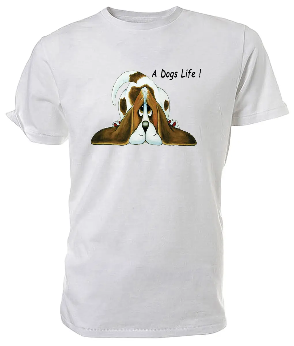 Cartoon Basset Hound A Dog's Life T shirt - Choice of size &ampamp colours! |