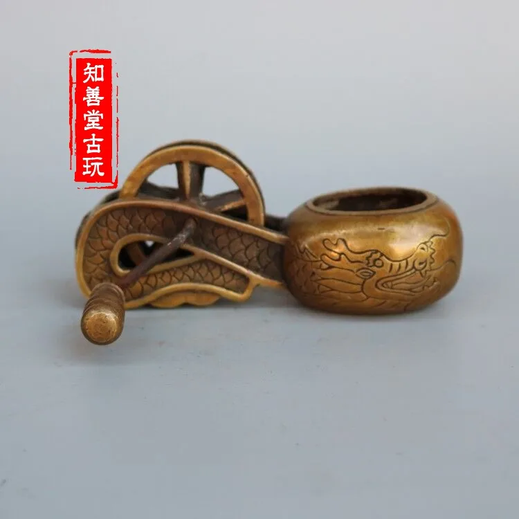 

RareBrass Carving Dragon Ink Fountain Old Cargo Woodworking Supplies Collection, free shipping