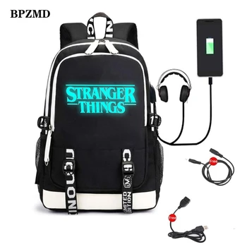 

multifunction USB charging for teenagers boys Student Girls School Bags Stranger Things Backpack travel Luminous Bag Laptop Pack