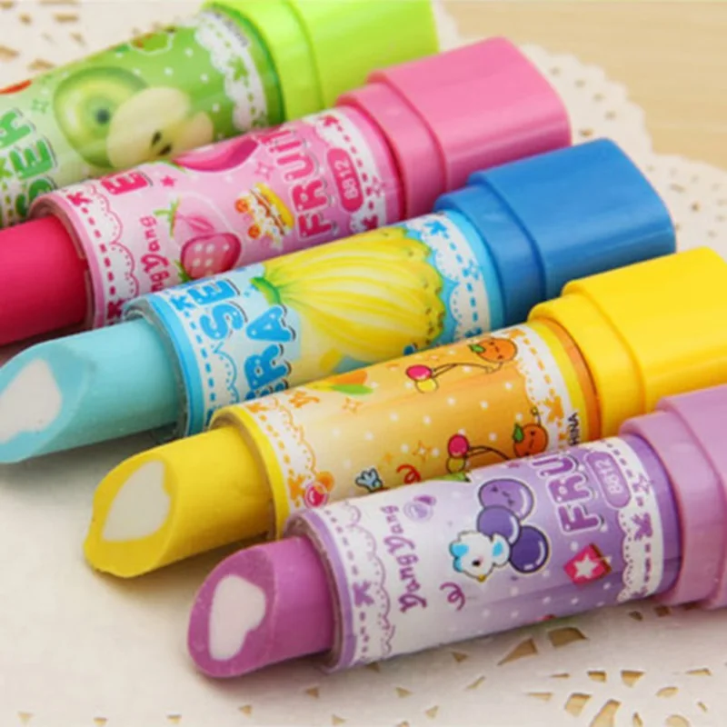 Kawaii Creative Lipstick Eraser Cute Children School Supplies