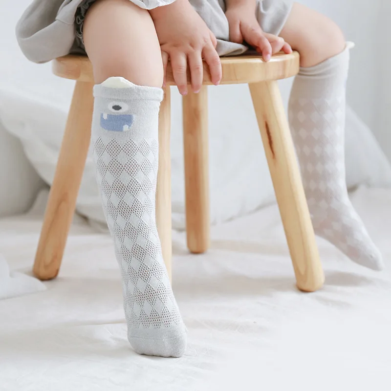 Summer Mesh Baby Girl Socks Infant Knee High Cartoon Princess Socks Children Anti-mosquito Sock 0-3years