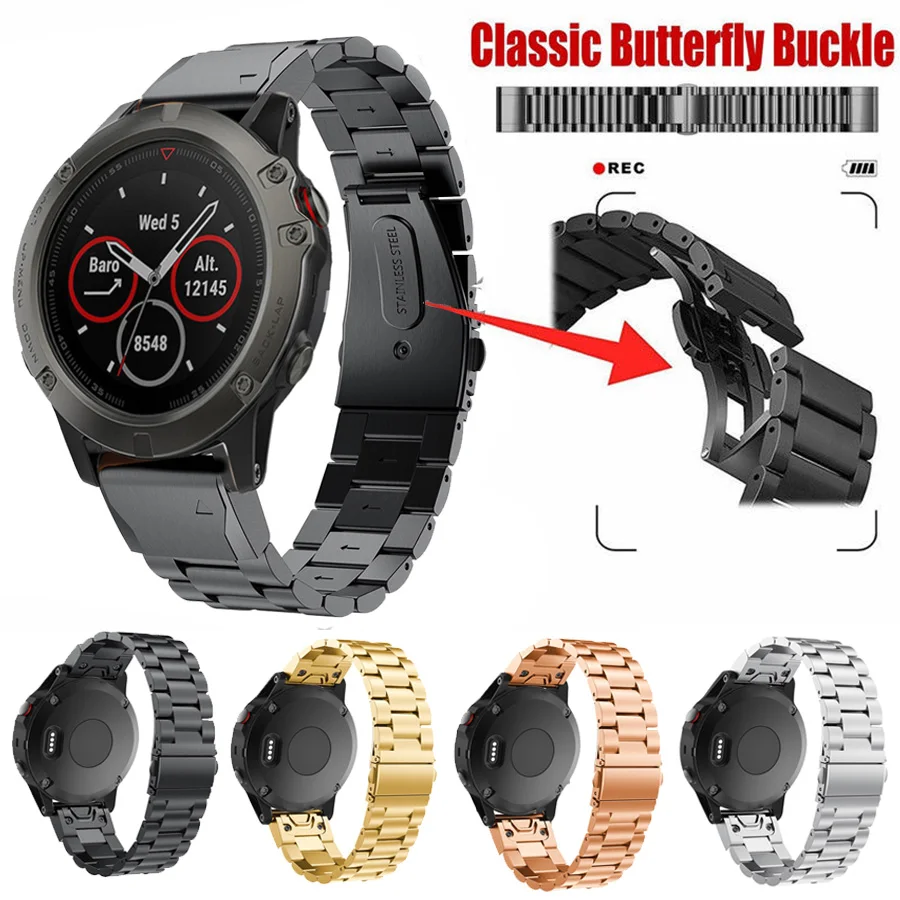 Ремешок для часов из нержавеющей стали ремешок Garmin Fenix 3/3 HR/3 Sapphire 26 мм Смарт часы