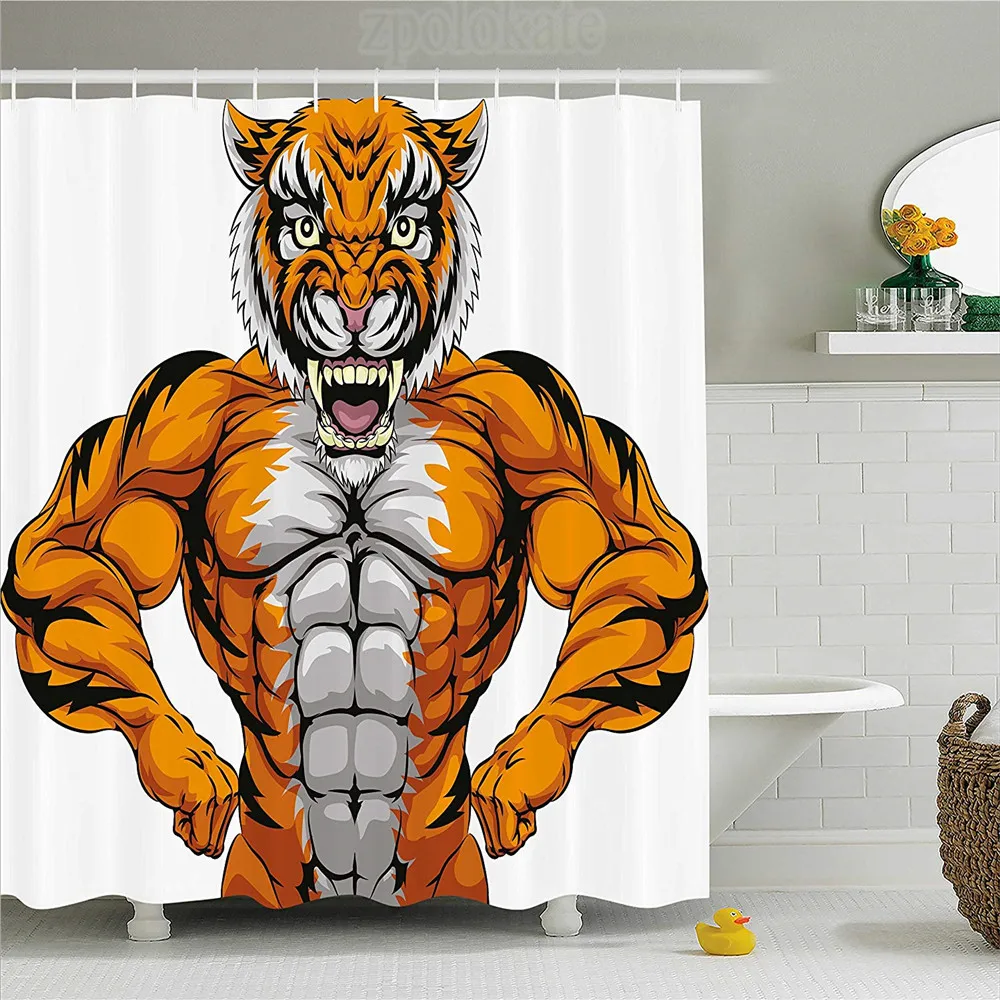 Animal Shower Curtain Wildlife Safari African Animal Bodybuilder
