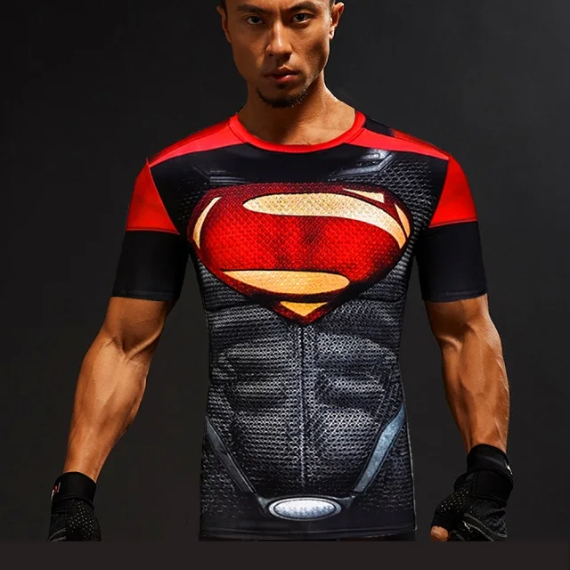 Мужская 3D футболка с коротким рукавом мужская футболка Капитан Америка футболка Супермена Мужская компрессионная футболка для фитнеса Каратель ММА