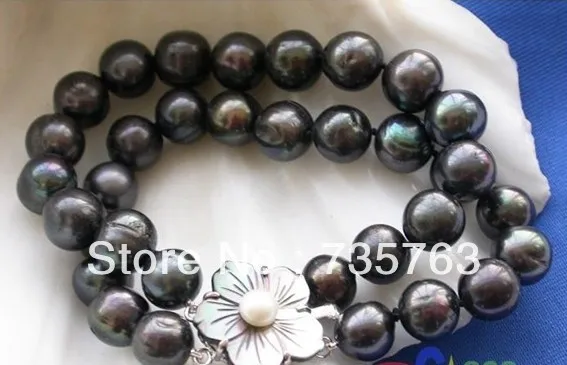 

xiuli 00347 2ROW 11-12MM BLACK ROUND FW CULTURED PEARL BRACELET