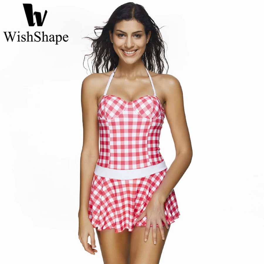 Buy Sexy Tankini Swimsuits With Shorts Plus Size XXXL Plaid Two Pieces Swimwear