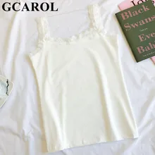 GCAROL, летние кружевные майки, сексуальные, черные, белые, уличная одежда, пляжный жилет, майки, базовые Топы, M-2XL