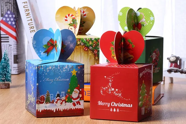 10 шт./компл. веселая Рождественская коробка для яблок вечерние торт десерт сложенный бумажный упаковочный мешок Рождественская вечеринка украшения праздничные подарочные пакеты - Цвет: Многоцветный
