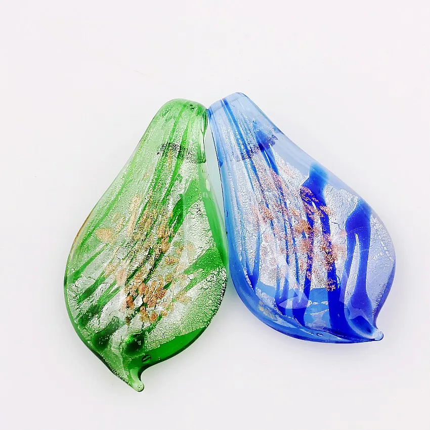 QianBei 6 шт. ручной работы муранский Lampwork стекло смешанный цвет листья кулон для цепочки и ожерелья
