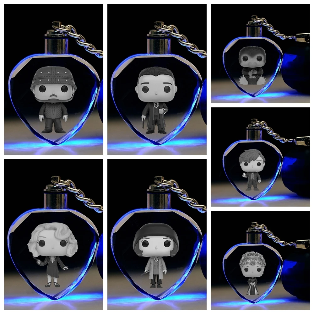 

Fantastic Beasts Heart Shape Anime LED Key Chains Figure Keyring Crystal Toy Keychain Light Keyholder Unisex Gifts NEW