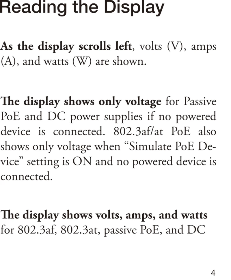 Быстро Определите тип PoE прибор для проверки PoE дисплей показывает вольт, ампер и Ватт для 802.3af/at, пассивное питание через ethernet и источник