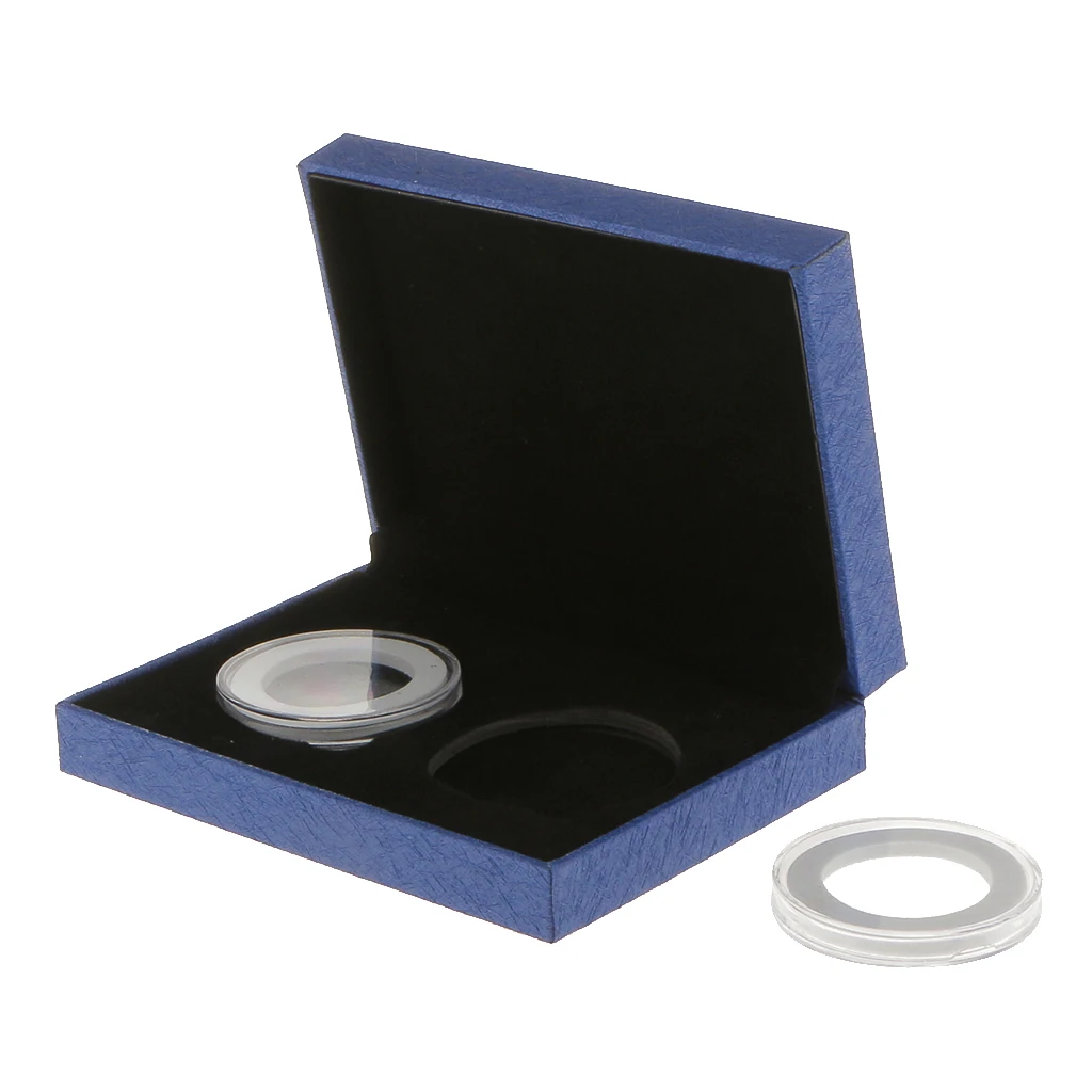 Double Coins Holder Display for 40MM Commemorative Coins Box Case, Coin Storage Organizer Containers Boxes Blue