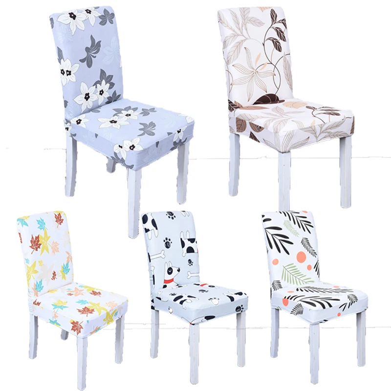

Flower Pattern Printed Chair Covers Elastic Stretch Universal Slipcover Spandex Kitchen Seat Cover Modern Dining Room 20006-1