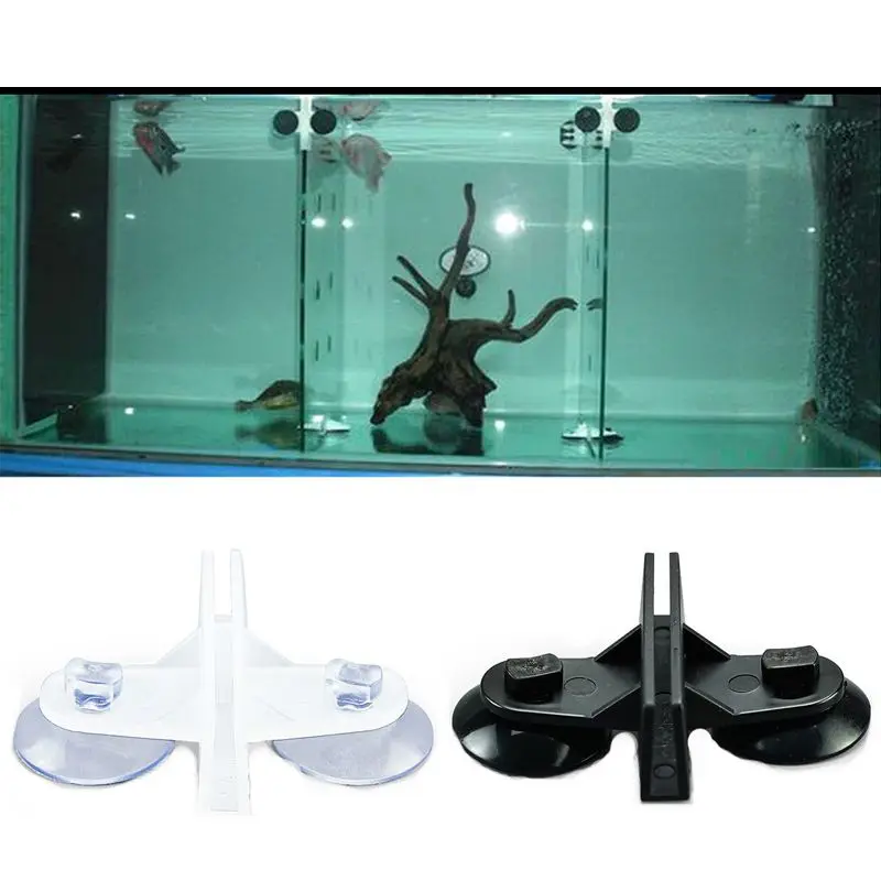 

new arrival 2pcs Aquarium Fish Tank Divider Suction Cup Divider Black Plastic Sheet Holder
