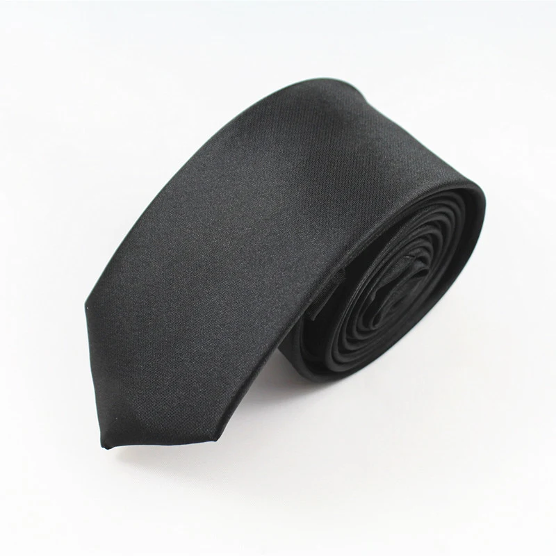 JEMYGINS мужской галстук, шелк, чистый черный галстук, 5 см., облегающий, тонкий галстук, высокое качество, классический, Деловой, Повседневный, вечерние, свадебный