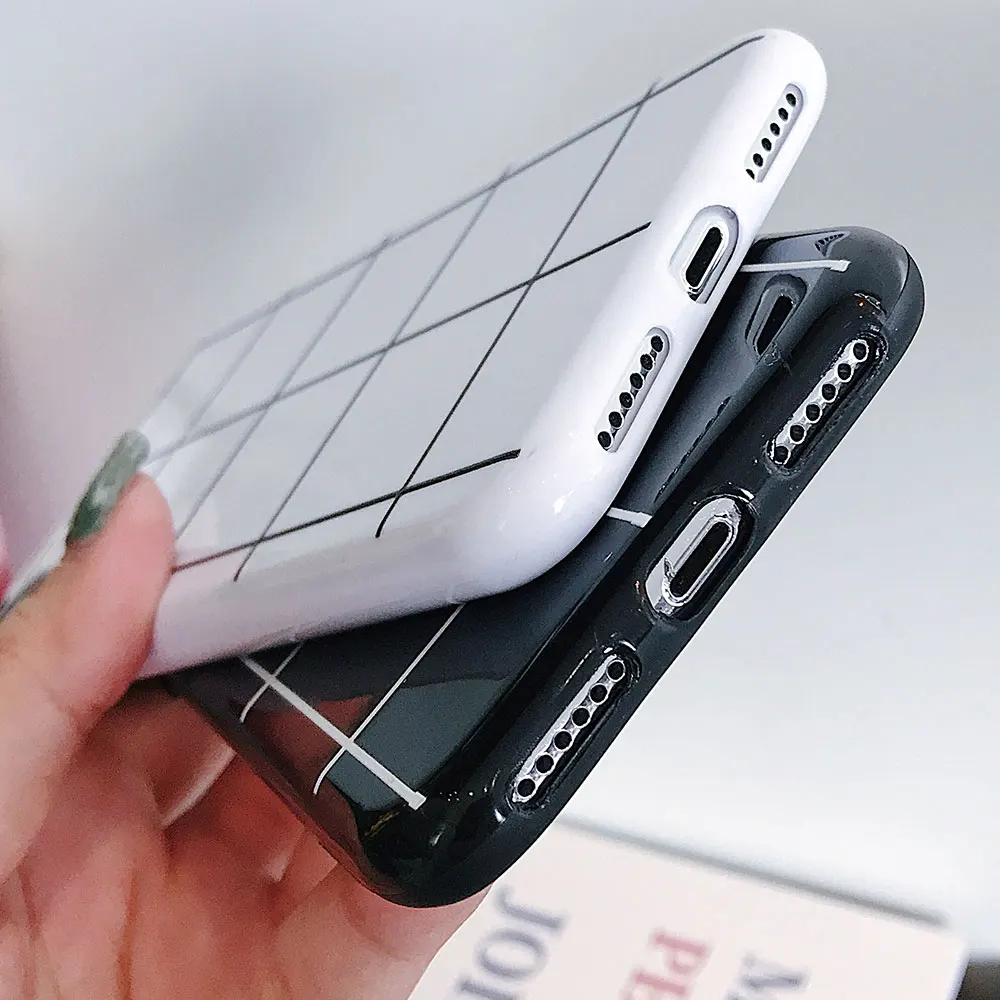 Мягкий ТПУ чехол RAXFLY для iPhone XR X XS Max 7 8 6s 6 Plus, задняя крышка, простой ретро черно-белый сетчатый чехол для телефона, Fundas Coque