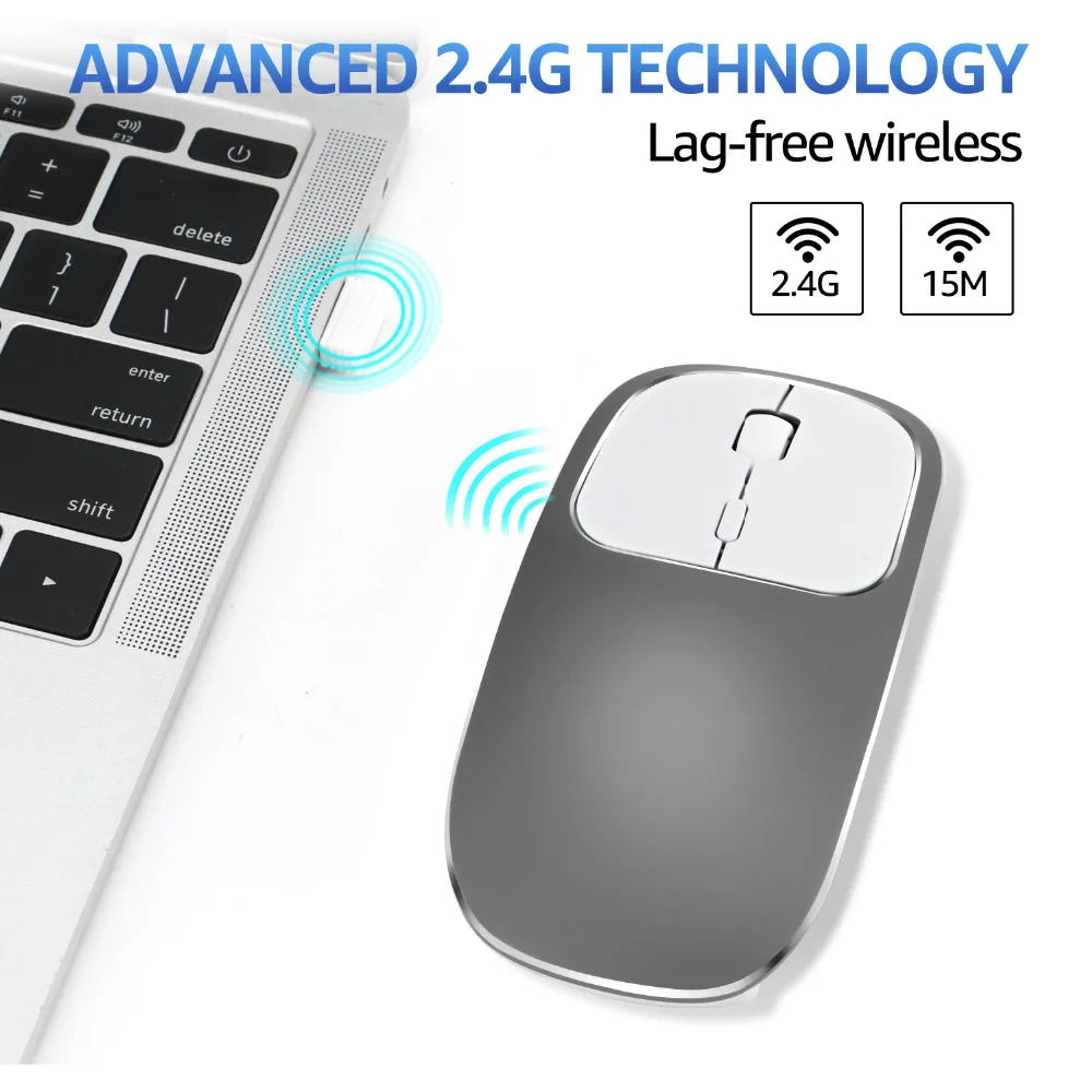 MEMTEQ перезаряжаемая Беспроводная металлическая мышь 2 4G Бесшумная оптическая с usb