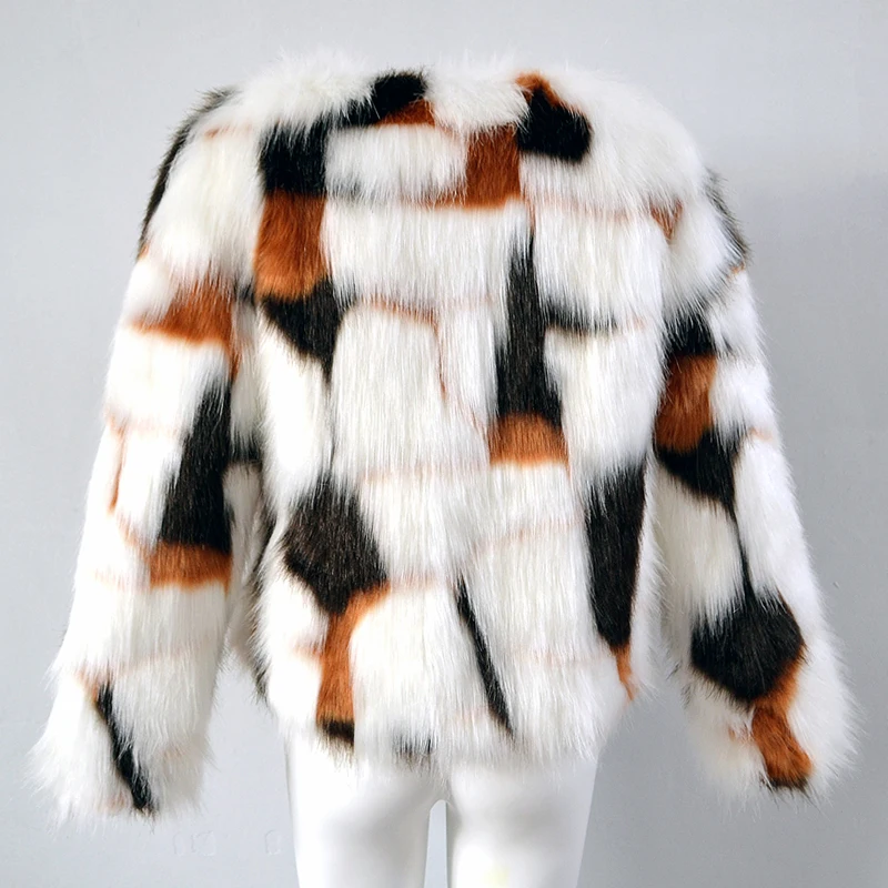 T1717 Femelle Manches Fourrure Veste Poilu Manteau Longues Survêtement Élégant Fausse Automne Chaud Hiver Chic Coatwomen À Belle Fluffy AFcqwT1