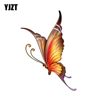 

YJZT 10.2CM*14.9CM Wings And Flying Butterflies PVC Motorcycle Car Sticker 11-00709