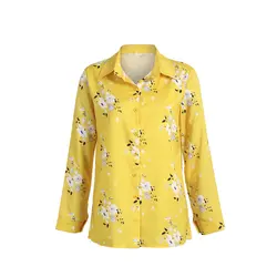 Модные женские блузки с цветочным принтом, рубашки с длинными рукавами, повседневные свободные шифоновые блузки на пуговицах, топы с