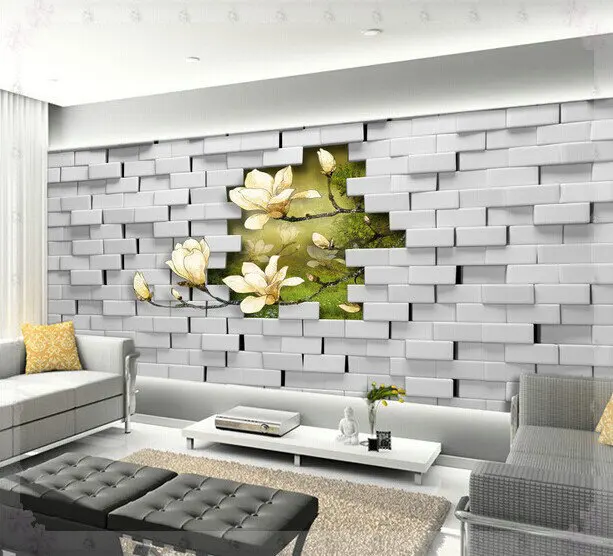 green waterproof mildew large Magnolia 3D stereoscopic living room TV backdrop wall luz cocina led | Обустройство дома