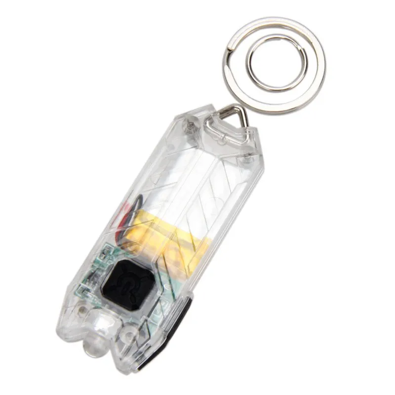 Практичный мини USB светодиодный фонарик для ключей перезаряжаемый брелок для ключей свет лампы факел 5 цветов - Цвет: Белый