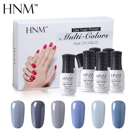 HNM 6 цветов белый флакон 8 мл УФ-гель для ногтей Гель-лак Гелевый лак Vernis Полупостоянный подарочная коробка - Цвет: Grey Series