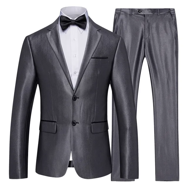 2018 Men S 2 Piece Set Business Casual Suit Set Men Grey Slim Suits For Male  640x640 