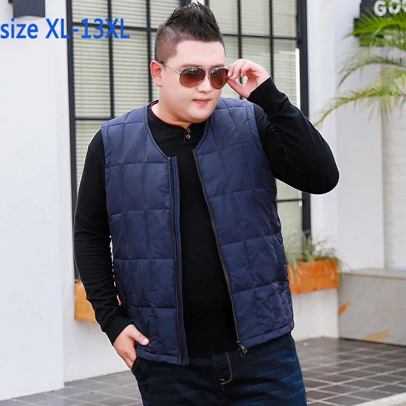 

new arrival fashion high quality super large Men Casual Warm Thick Loose Zipper Down Jacket Vest Men plus size XL-11XL12XL 13XL