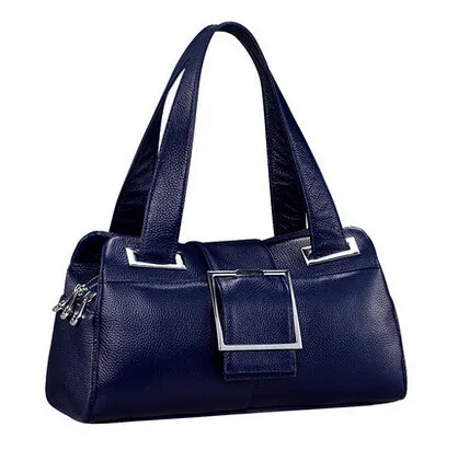 Высококачественная Брендовая женская сумка из натуральной кожи, роскошная женская сумка высокого качества, женские модные сумки, женские сумки известных брендов - Цвет: deep navy blue L