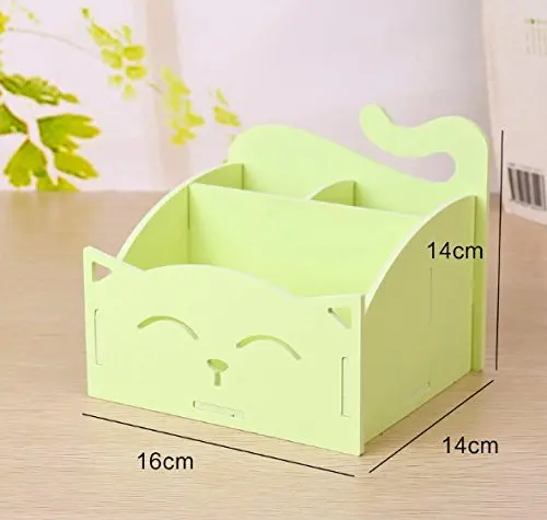 White DIY Cute PVC Cat Desktop Organizer Home/Office Supplies Storage Holder Decor for Pen/Pencil/Glasses/Cosmetics/ Stationery