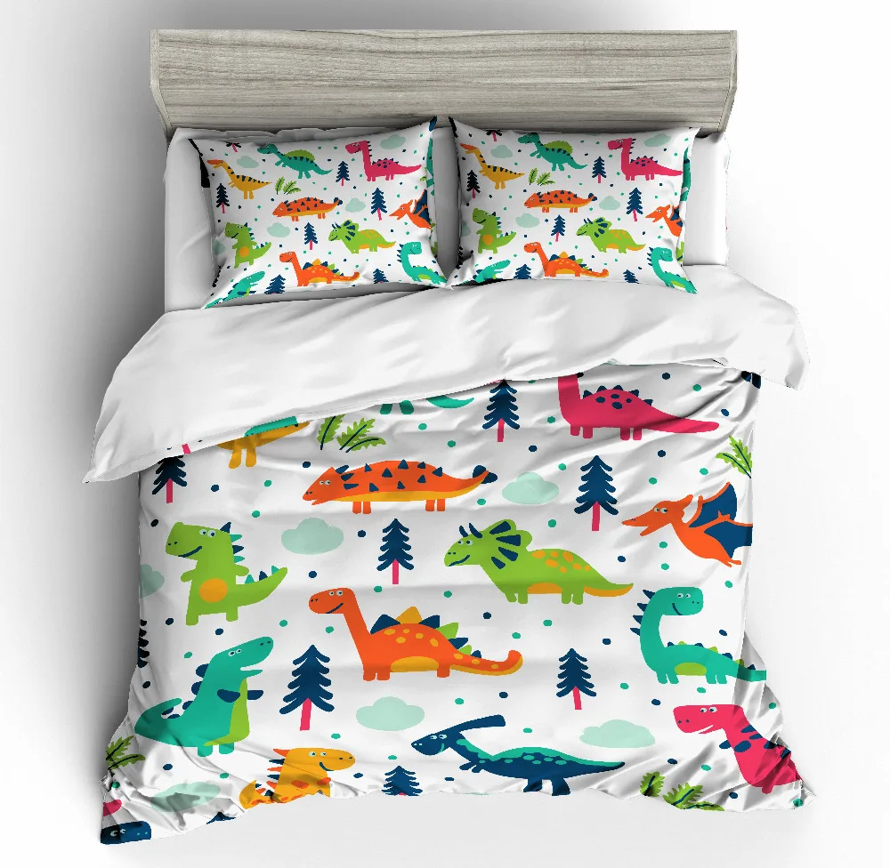 

3D print Bedding set Dinosaur Cartoon dinosaurs world in the sky frinds' gift bedding sheet Duvet cover set Home Textiles