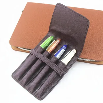 

Leather Pen Bag Pencil Pouch Cases Creative Litchi Grain Leather ballpoint pen Stationary Large Capacity pencil bag