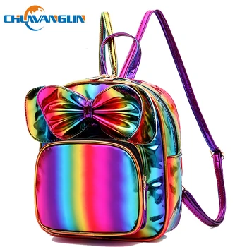 

Fashion Laser small backpack for women leather school backpacks College style cute backpack Parent-child mochila feminina R9308