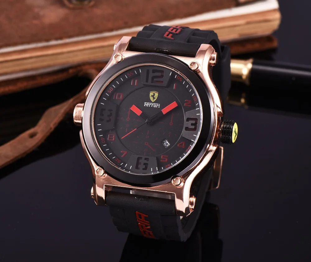 

2019 waterproof quartz watch Ferrari racing series casual European and American sports big head watch men Relogio Masculino