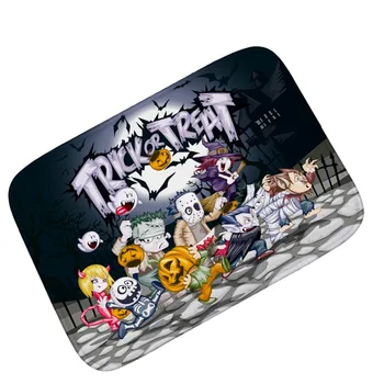 

Halloween Party Decor Skull Witch Mat Carpet Soft Flannel Anti-slip Door Mat Rug Absorbent Bath mat Kitchen Floor Mat