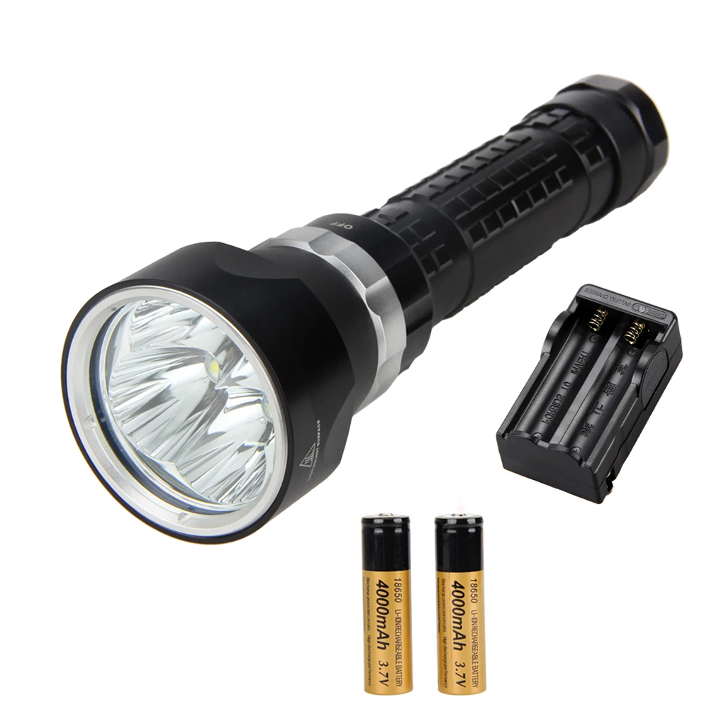 Discount Scuba Diving Flashlight 4x XML U2 LED SolarStorm 1600 Lm Underwater Torch Light With 2x18650 +Charger 1 Discount Scuba Diving Flashlight 4x XML U2 LED SolarStorm 1600 Lm Underwater Torch Light With 2x18650 +Charger 1
