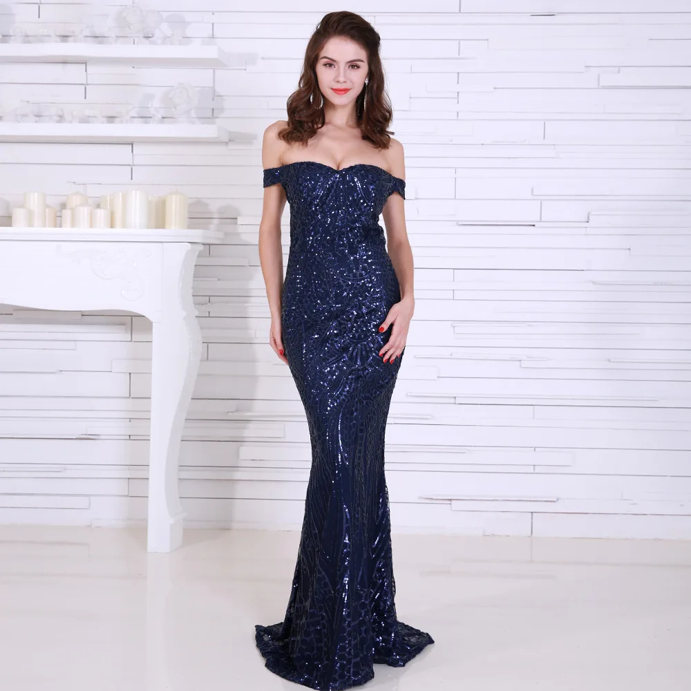 weiyin Gold Sequin Mermaid Evening Dresses Long Off Shoulder Navy Blue Women Maxi Evening Party Gowns Special Occasion Dress weiyin Gold Sequin Mermaid Evening Dresses Long Off Shoulder Navy Blue Women Maxi Evening Party Gowns Special Occasion Dress