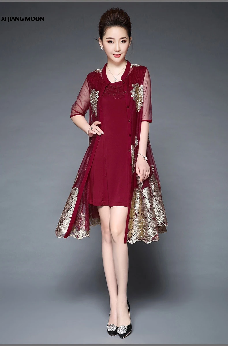 2018 Summer New Middle Aged Women Plus Size Dress Fashion