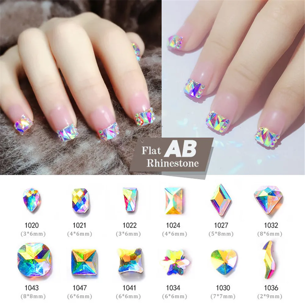

Flat AB Crystal Rhinestones 3D Water Drop Stones Horse Eye Shape Nail Art Decoration Strass Polishing Charm Design Accessories