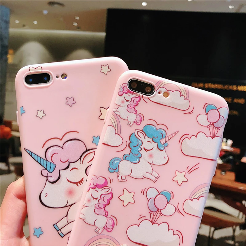DFQNGL Cartoon Unicorn Silicone Case For iPhone 7 7 Plus 6 6s 6 Plus XR Case Soft TPU For iPhone 6s 8 Plus X XS Max Cute Animal