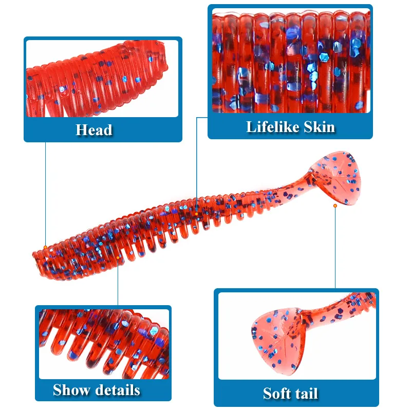 10 шт./лот, мягкие приманки, 80 мм, 2,5 г, силиконовая приманка, черви, рыболовная приманка с запахом соли, искусственные приманки для рыбалки, takcle