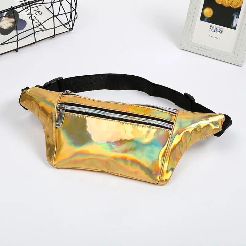 Голографическая поясная сумка с голограммой, поясная сумка, поясная сумка Borsa Marsupio Donna, Кожаная поясная сумка K045 - Цвет: Золотой