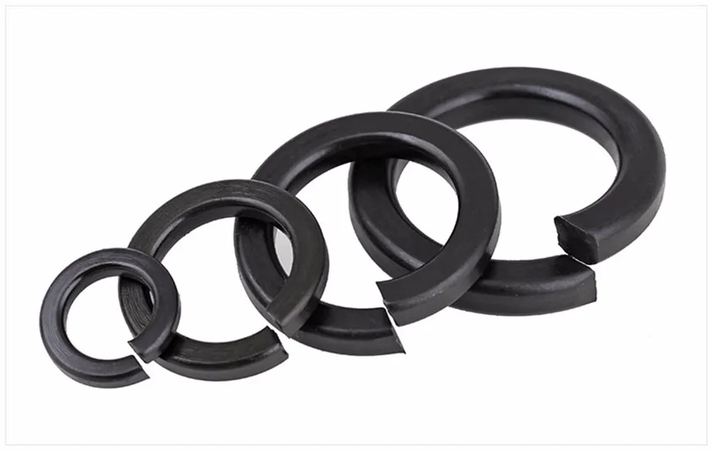 

100pcs M2 M2.5 M3 M4 Black Carbon Steel Spring Washer Split Locking Washers Spring Gasket Screw Gasket