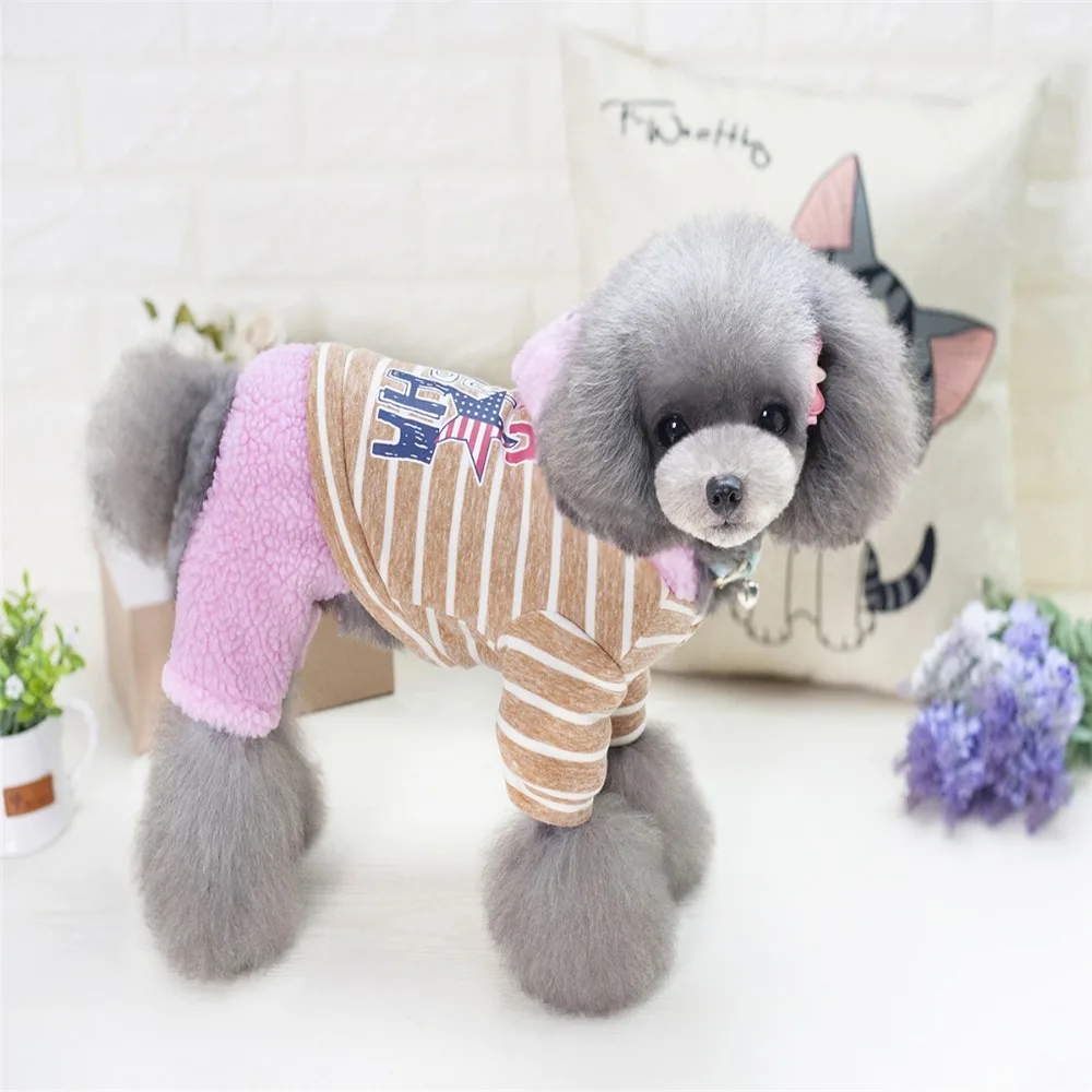 

New Thickness Four Legs Hooded Pet Dogs Winter Coat With Letters Pattern Small Puppy Dogs Clothing Size From S To XXL