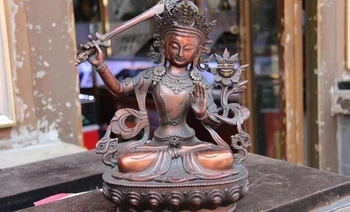 

150401 S1034 Tibet Buddhism Bronze Copper Monju Manjusri Bodhisattva Kwan-Yin Buddha Statue