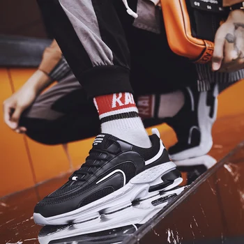 

Men's Mesh Breathable Casual Shoes Trainers Male Lace-up Leather Sneakers Man Splice Black Footwear Tenis Masculino Adulto Shoes
