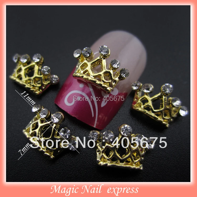 Buy MNS112 Gold alloy rhinestones nail crown 3d nail