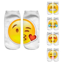 Новый 3D Emoji Носки Дамской одежды Одной Стороне Печати Мужчины хлопчатобумажные Носки Унисекс Носки Шаблон Meias Feminina Смешно Низкой Лодыжки носки