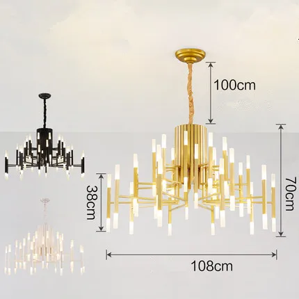60 light Пост Модерн Гостиная золото/белый/черный G4 светодиодная люстра Регулируемая цепь подвесная освещающая люстра Подвесная лампа приспособление - Цвет абажура: 60 light